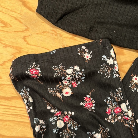 2pc pj’s black and floral knit - Picture 3 of 5